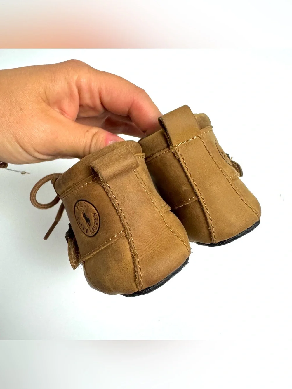 Polo Ralph Lauren Ranger Hi baby boots Crib Shoes brown cashew nubuck leather 3